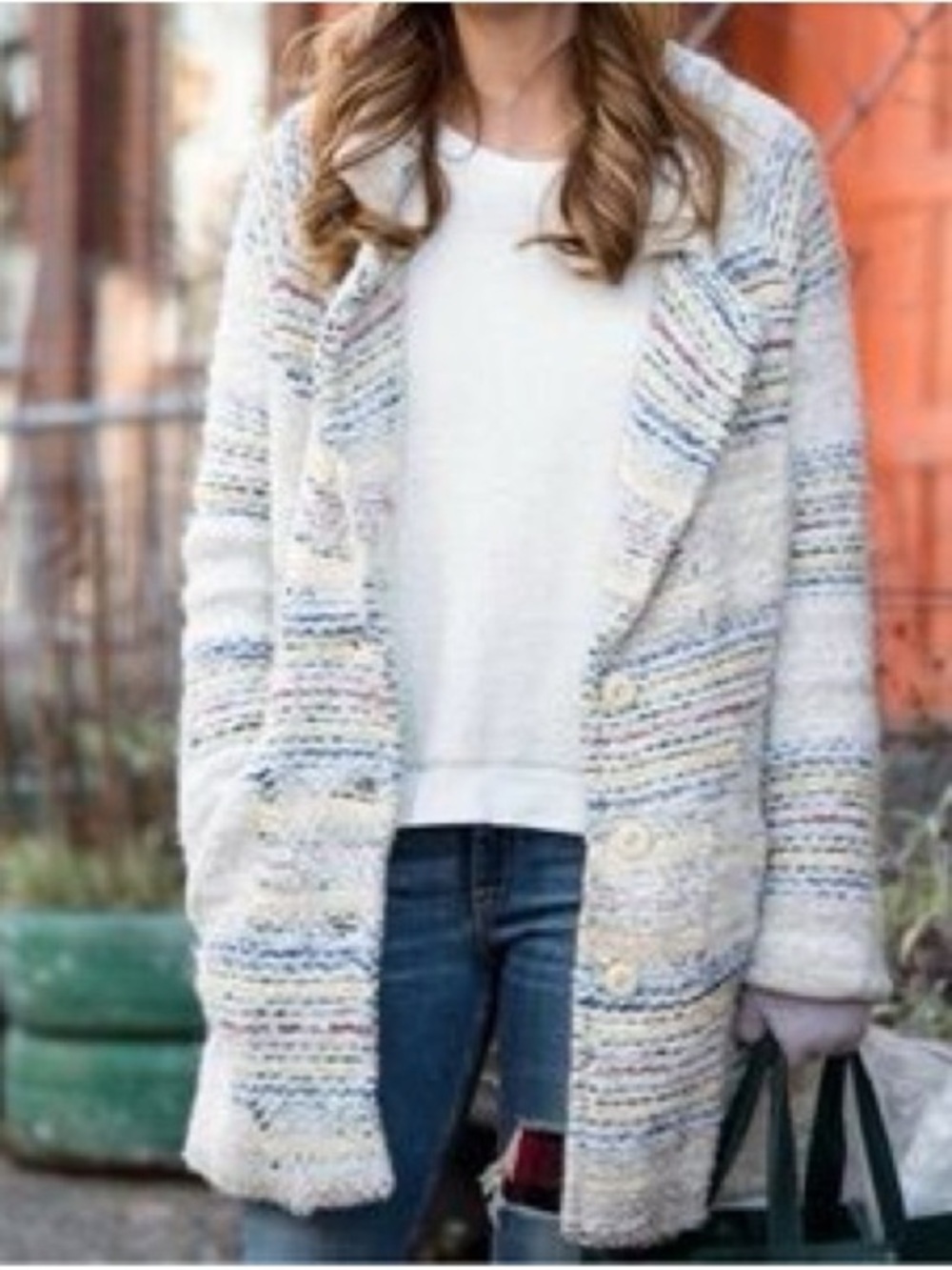 Free People Wool Alpaca Mohair Blend Button Up Jacket